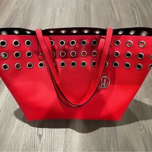 New w/o tags Nine West Red Tote Shoulder Bag with Eyelet Accents